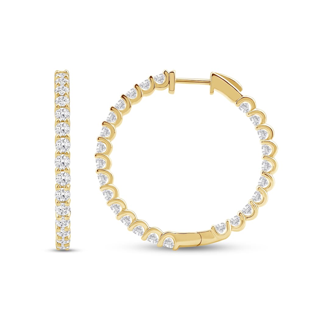 De Couer Lab Grown 4ct TDW Diamond Inside Out Hoop Earrings in 14k Gold for Women