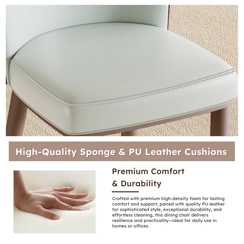 PU Leather Dining Chairs Set of 2, Ergonomic Upholstered Lounge Chair, Accent Chair with Curved Backrest & Carbon Steel Legs
