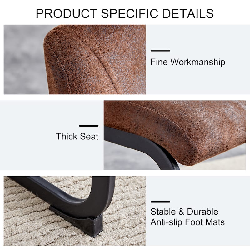 Dining Chairs with Suede Cushions And Black Metal Legs (Set Of 2)
