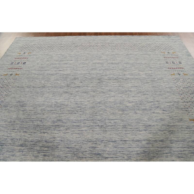 Gabbeh Beige Indian Area Rug Hand-Knotted Wool Carpet - 9'1"x 11'10"