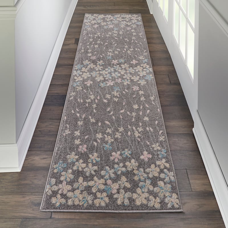 Carson Carrington Molle Floral Area Rug - 2'3" x 7'3" Runner - Grey - Rectangle