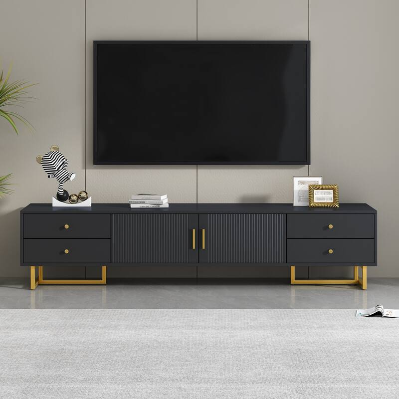 Black Entertainment Center TV Media Console, Modern TV Stand with Storage, Medicine Cabinet Decorative Cabinet - Black