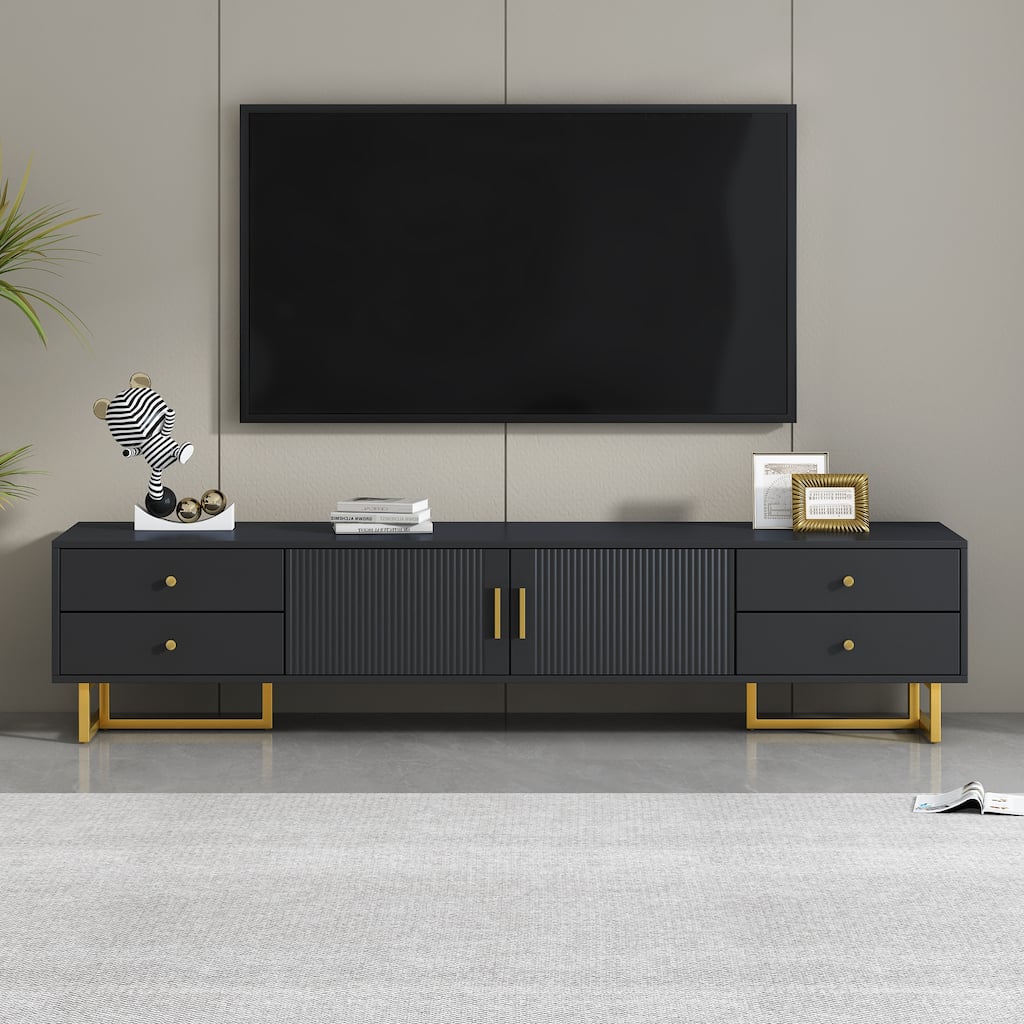 Black Entertainment Center TV Media Console, Modern TV Stand with Storage, Medicine Cabinet Decorative Cabinet