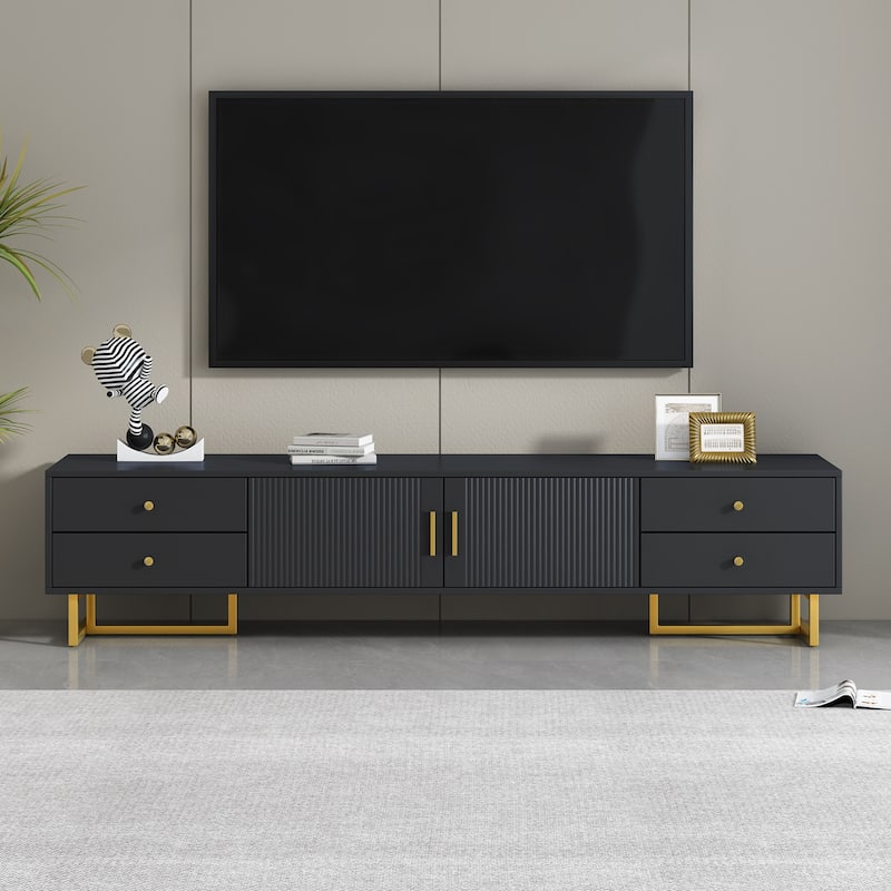 Wood Storage TV Stand for 65 Inch TV with Cabinet, 4 Drawer