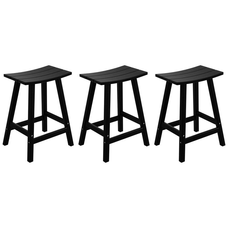 Polytrends Laguna Hdpe All Weather Outdoor Patio 24" Saddle Seat Counter Stool (Set Of 3)