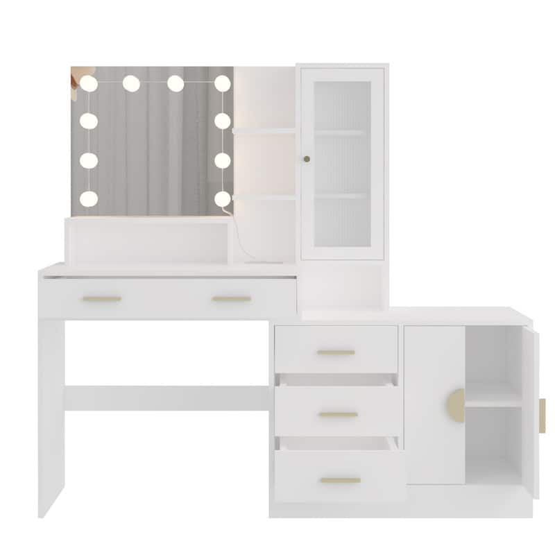 Dressing Table with Combination Cabinet - White