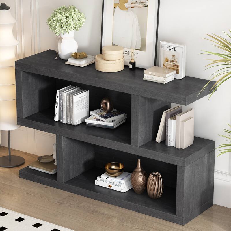 Symmetrical 2-Tier Open Shelf Retro Console Table
