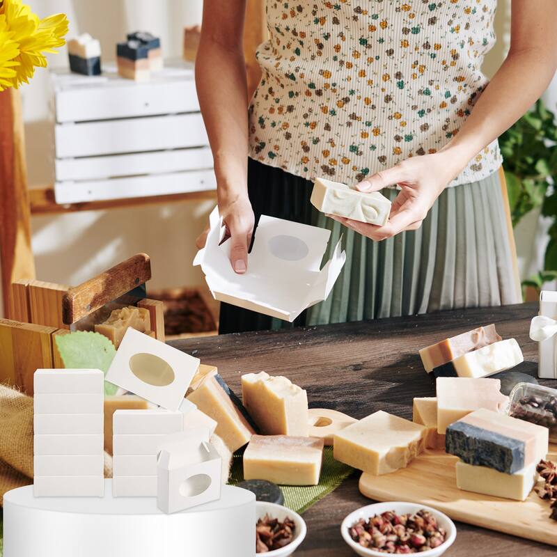 3"x3"x1.5" Paper Soap Box, 20 Pack Soap Boxes Square, White