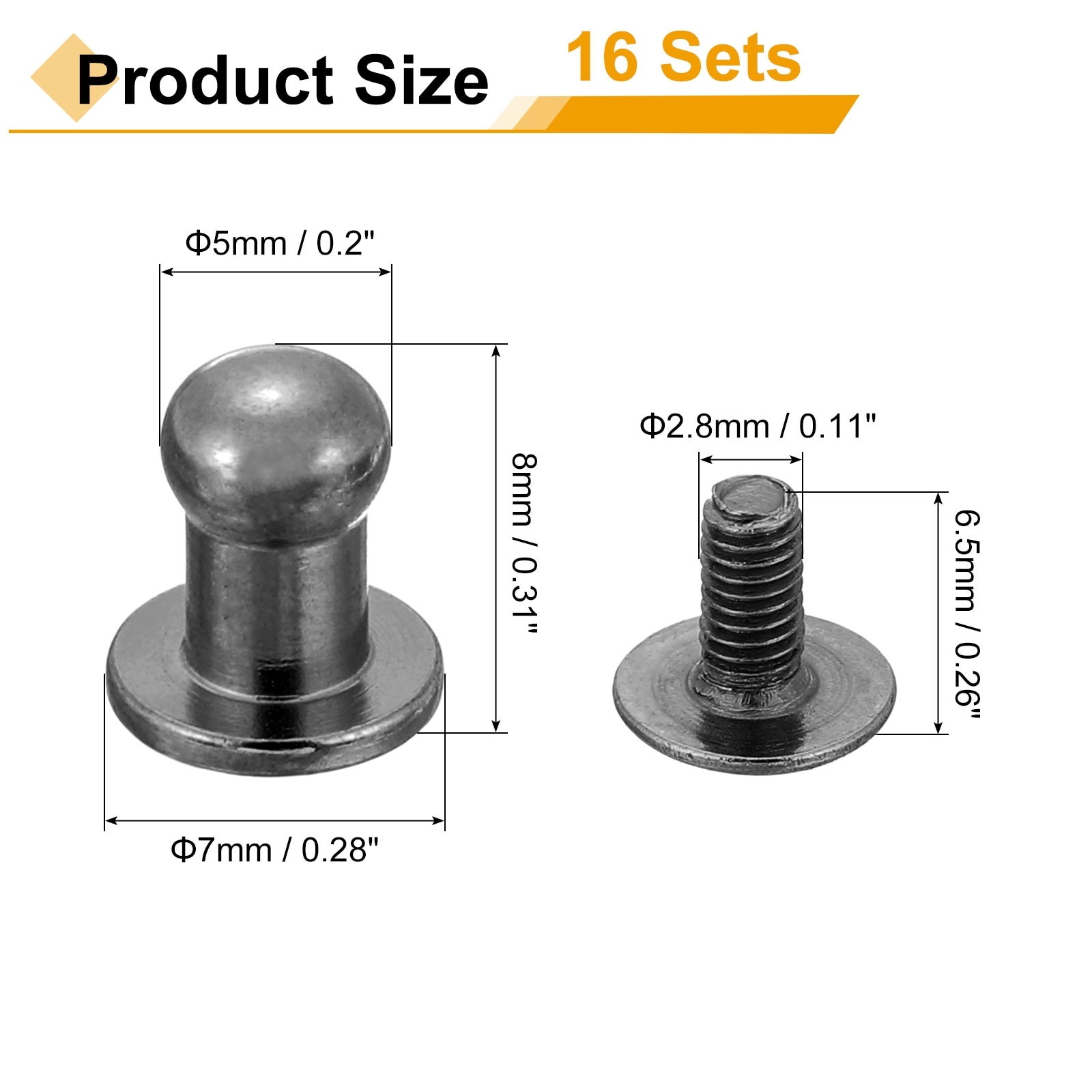 Ball Head Stud Screw Back Round Head Button Nipple Leather Rivets for DIY Leather Craft Handbag Shoes Belt Repair