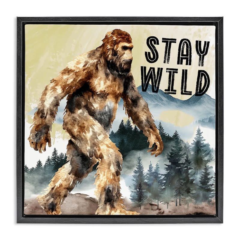 Stupell Stay Wild with Mythical Monster Framed Floater Canvas Wall Art Design By Nicole DeCamp - 25 x 25 - Black