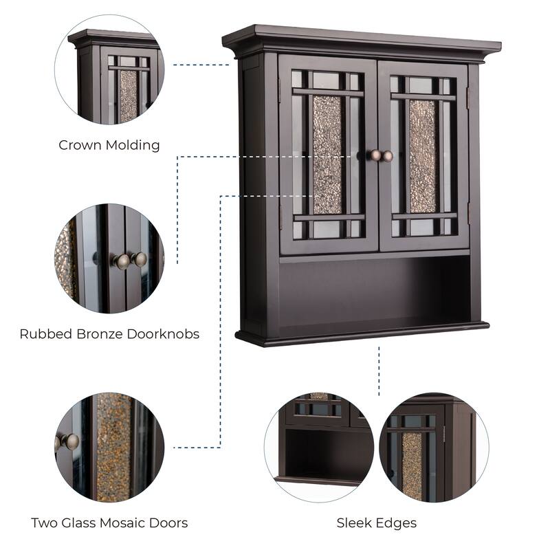 Teamson Home Windsor Two-Door Removable Wall Cabinet - 7"L x 22"W x 24"H