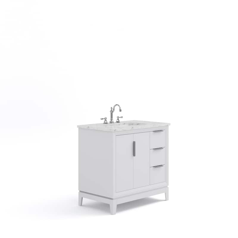 Elizabeth 36" Carrara White Marble Bathroom Vanity With Faucet
