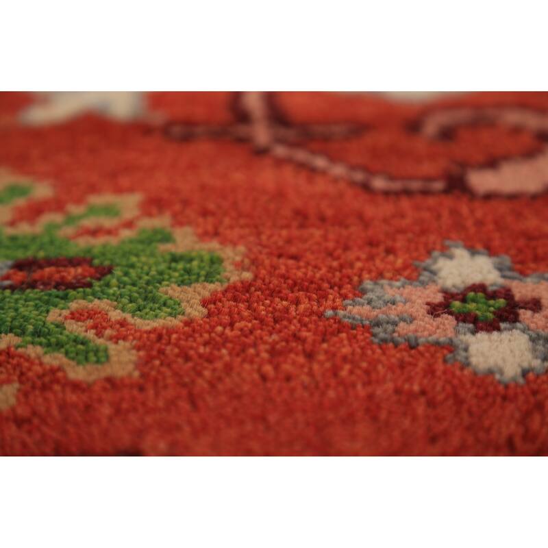 All-Over Floral Heriz Serapi Indian Area Rug Handmade Wool Carpet - 8'0"x 9'11"