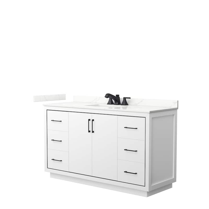 Icon 60-inch Single Vanity, Quartz Top - White, Black Trim, Giotto Quartz Top
