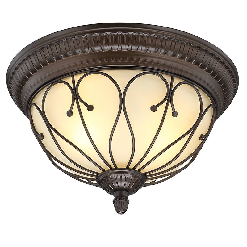 2 Light Flush Mount Oil-Rubbed Bronze Light - 15.29" x 9.33"
