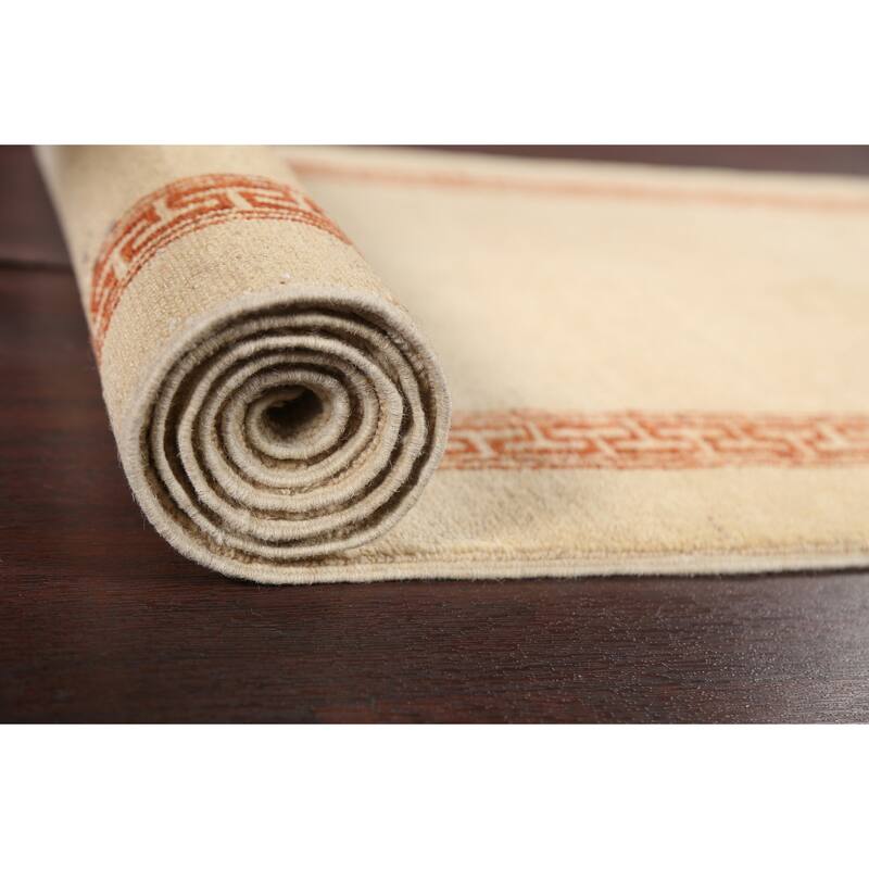 Bordered Neutral Gabbeh Kashkoli Oriental Runner Rug Wool Hand-knotted - 2'5" x 9'10"