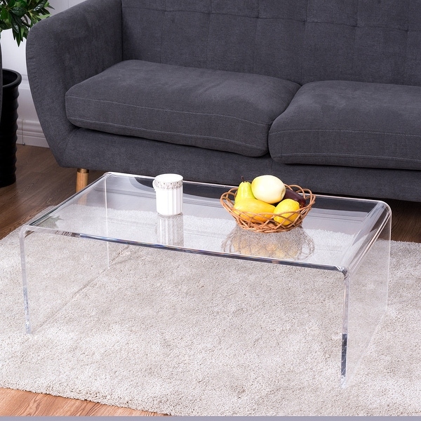 Costway Clear Acrylic Coffee Table Tail Waterfall 37 Costway Clear Acrylic Coffee Table Tail Waterfall 37 X 21 14 Inch Home Decor