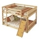 preview thumbnail 6 of 12, Twin over Twin Floor Bunk Bed with Playhouse Design, Ramp & Dual Ladders