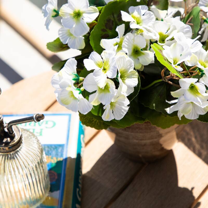 11-in UV Resistant Artificial Geranium in Ceramic Planter