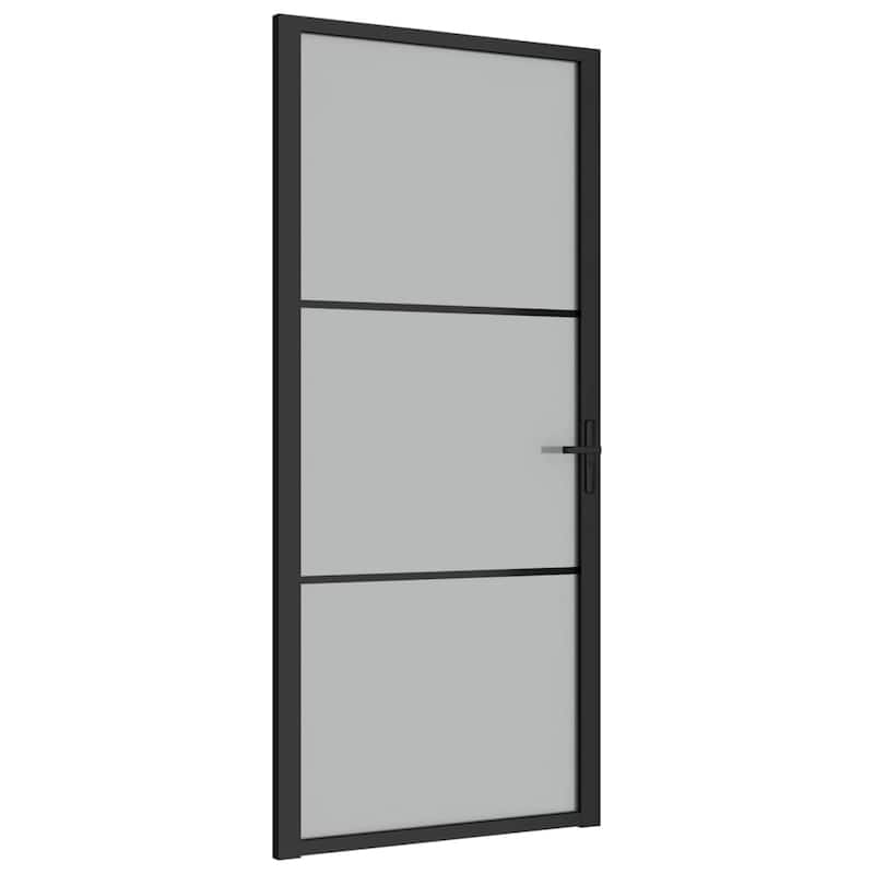 vidaXL Glass Door Interior Door with Alloy Handle ESG Glass and Aluminum Black