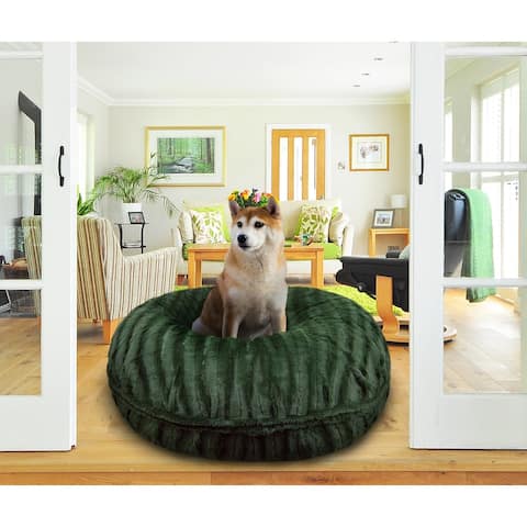 Bessie and Barnie Signature Evergreen Luxury Extra Plush Faux Fur Bagel Pet / Dog Bed