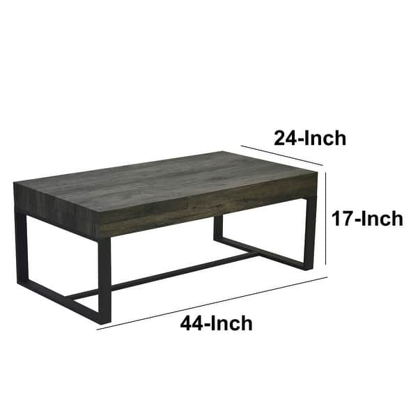 Rectangular Wooden Coffee Table with Hidden Storage and Metal Sled Base ...