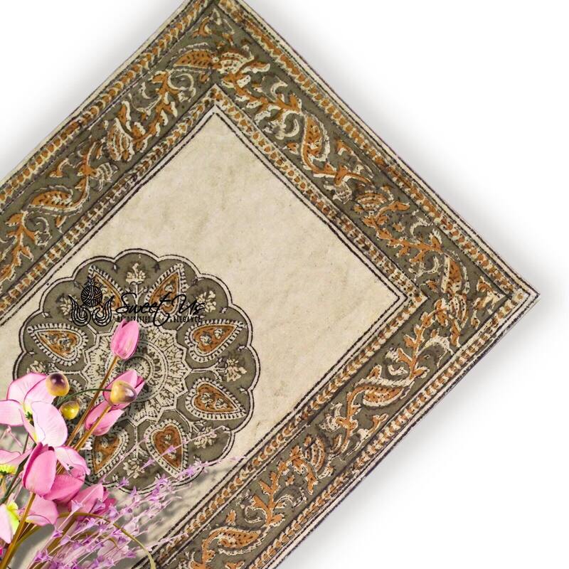 Lush Floral Block Print Vegetable Dye Cotton Table Linen Collection - Set of 4 Placemats