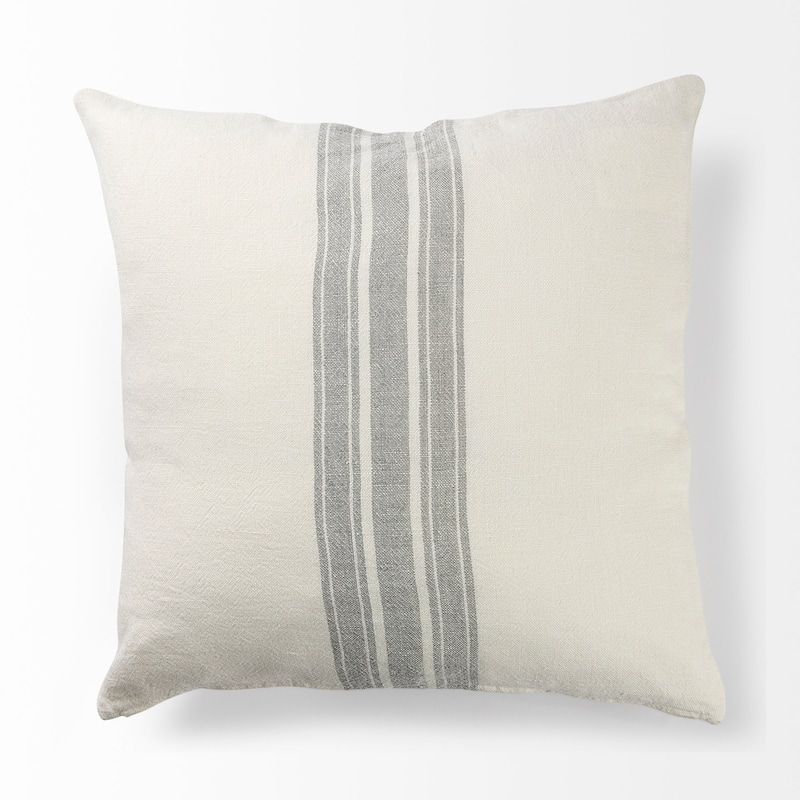 Patrice Cream w/ Gray Stripes Decorative Pillow Cover