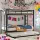 preview thumbnail 2 of 43, Modern Twin Over Twin Bunk Bed With Trundle,Two Ladders,Durable Metal Frame,