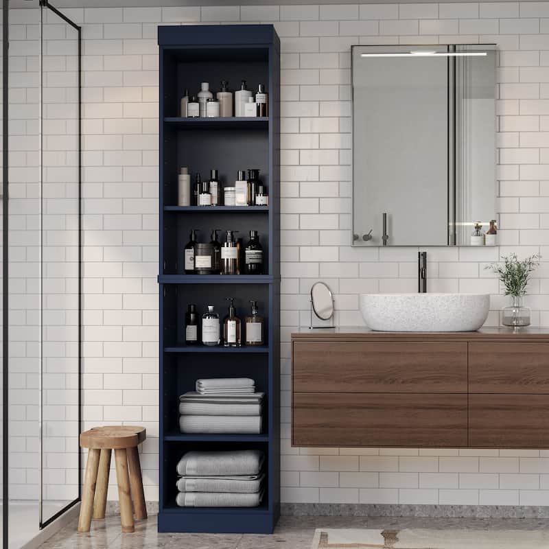 100% Solid Wood 16.5" Bathroom Cabinet with Optional Doors by Palace Imports - Navy-No Doors