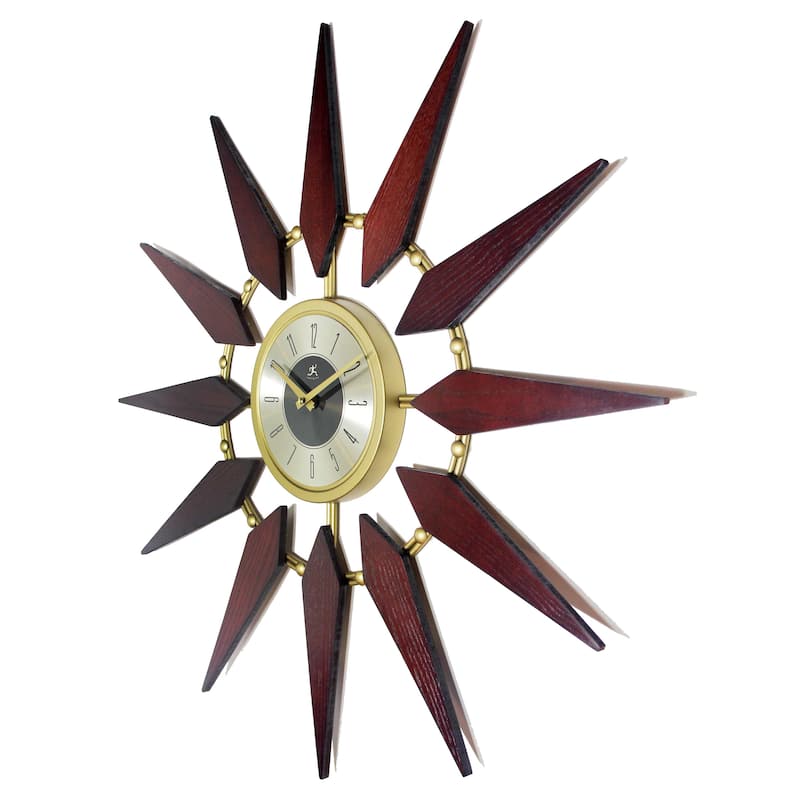 Orion Mid-Century Modern Large Sunburst Wall Clock 30 inch by Infinity Instruments - 30 x 1.5 x 30