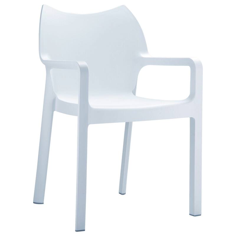 33" White Outdoor Patio Solid Dining Arm Chair