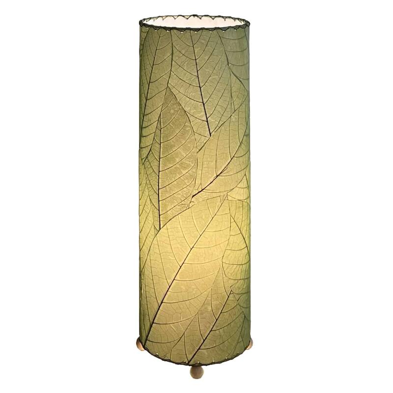 Handmade 24 Inch Cocoa Leaf Cylinder Table Lamp, Cocoa Leaves Shade, 8 x 8 x 24 in. - 8 x 8 x 24