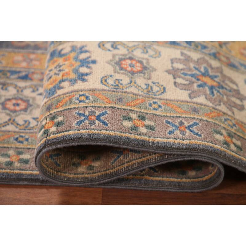 Gray Kazak Living Room Area Rug Hand-Knotted Traditional Wool Carpet - 6'7" x 9'9"