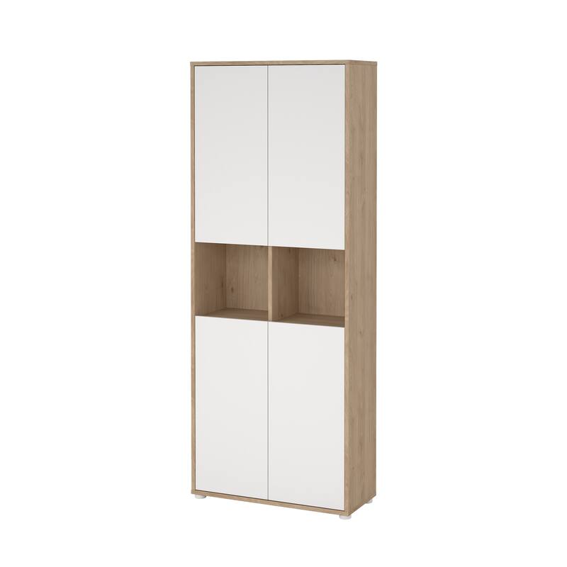 Carson Carrington Sign 6 Shelf Bookcase with 4 Doors, Home Office Storage - 13.5"D x 31.34"W x 80.59"H