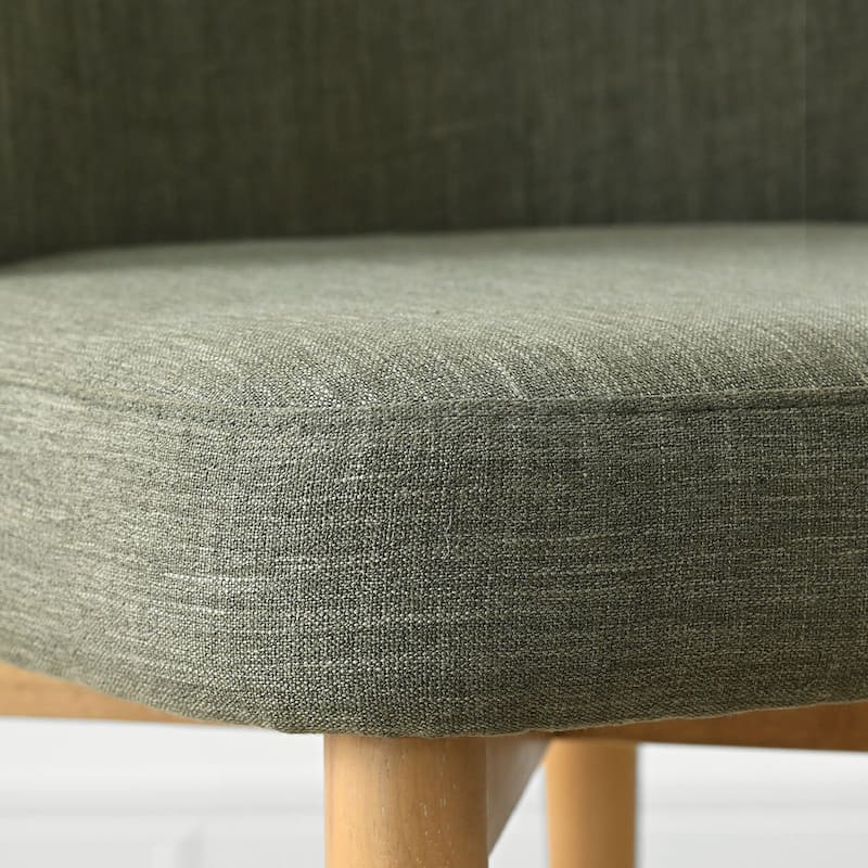 Linen Upholstered Dining Chairs With Solid Wood Legs (Set of 8)