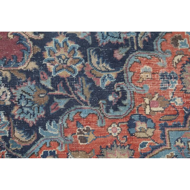 Distressed Traditional Mashad Persian Antiqu Rug Handmade Wool Carpet - 8'4"x 11'5"