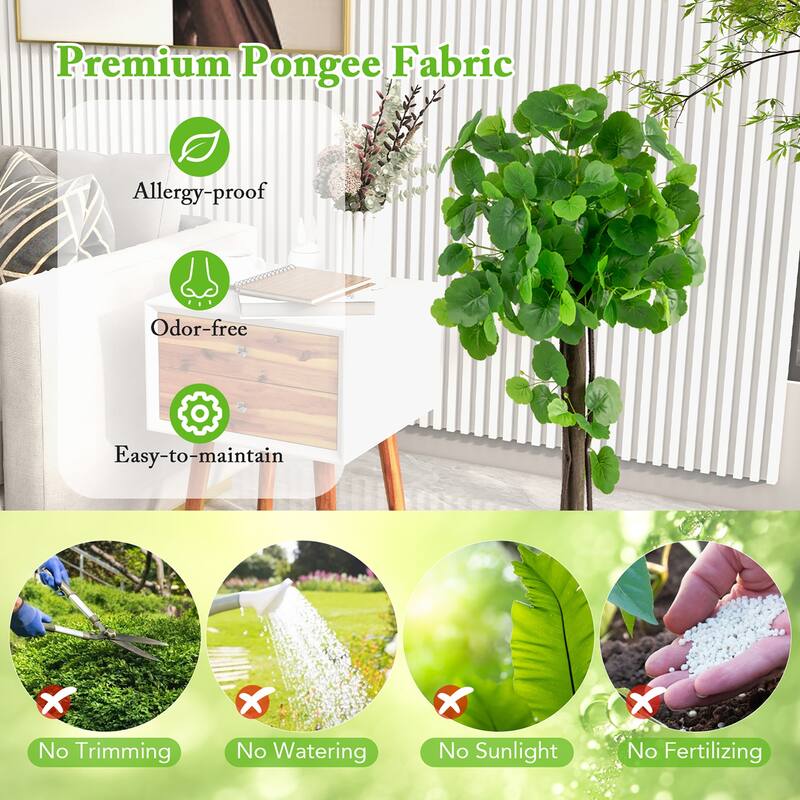 Gymax 44'' Artificial Crabapple Tree w/ Real Wood Trunk Adjustable