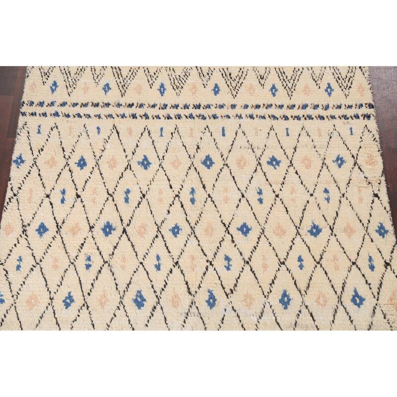 Trellis Moroccan Oriental Wool Area Rug Hand-knotted Decorative Carpet - 5'11" x 9'5"