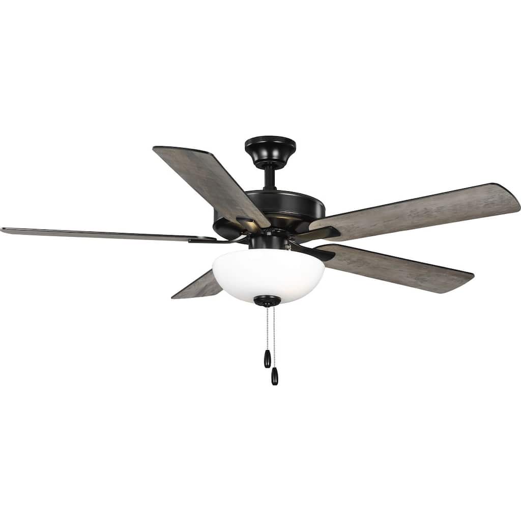 AirPro 52 in. Matte Black 5-Blade AC Motor Ceiling Fan with Light - 52 in x 52 in x 16.7 in