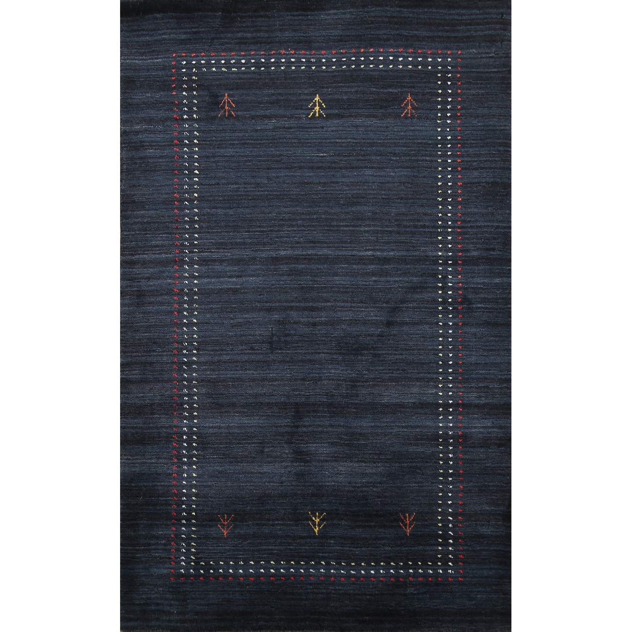 Navy Blue Gabbeh Indian Accent Rug Handmade Contemporary Wool