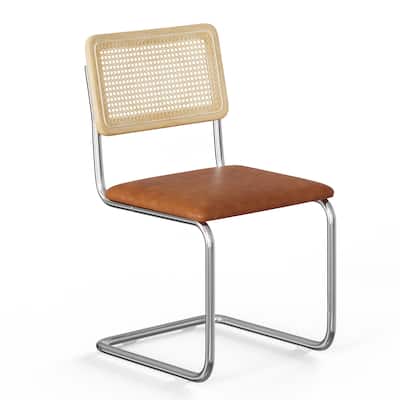 Hayward Cane Back Vegan Leather Side Chair Chrome Frame (Set Of 2)