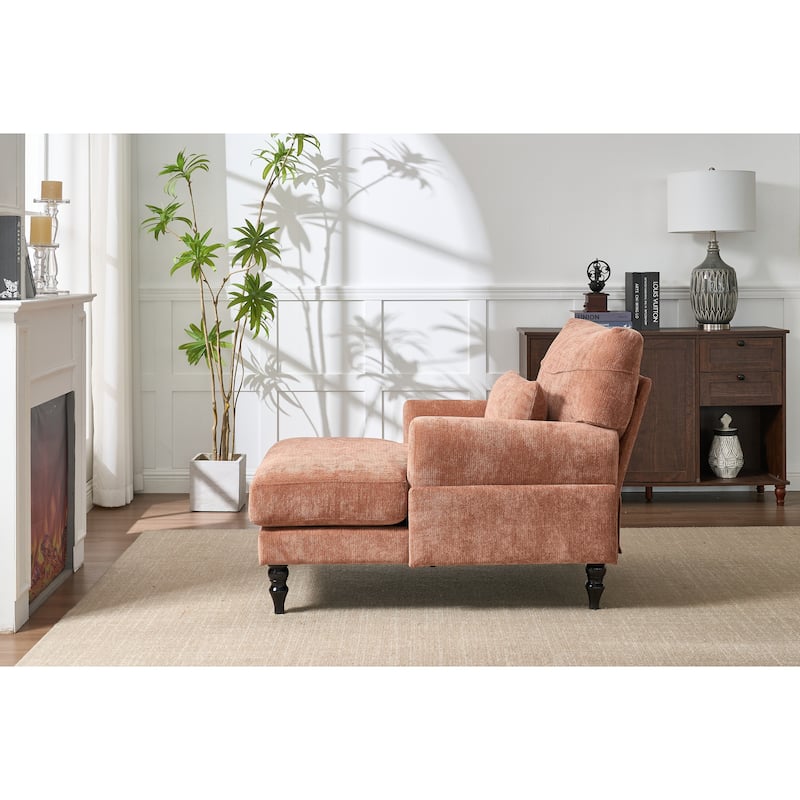 GDFStudio - Marcelline Chaise Lounge Recliner with Solid Wood Frame and Cushion