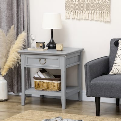 Side Table with Drawer and Open Shelf