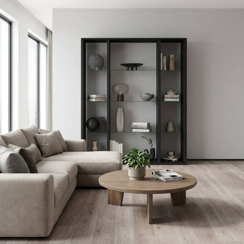 Meble Furniture Napoli 59" Modern Bookcase - Matte Media Shelf with European Craftsmanship, 70.5" Tall Freestanding Bookshelf