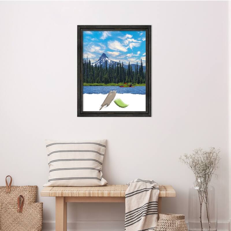 Rustic Pine Black Narrow Wood Picture Frame, Photo Frame, Art Frame