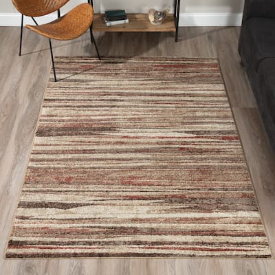 ADDISON Blair Abstract Striped Spice/Beige Area Rug (4'11"X7') - 4'11"X7'