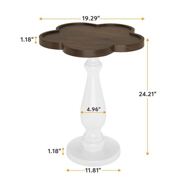 Farmhouse Side Table, FlowerShaped End Table with Solid Wood Top Bed