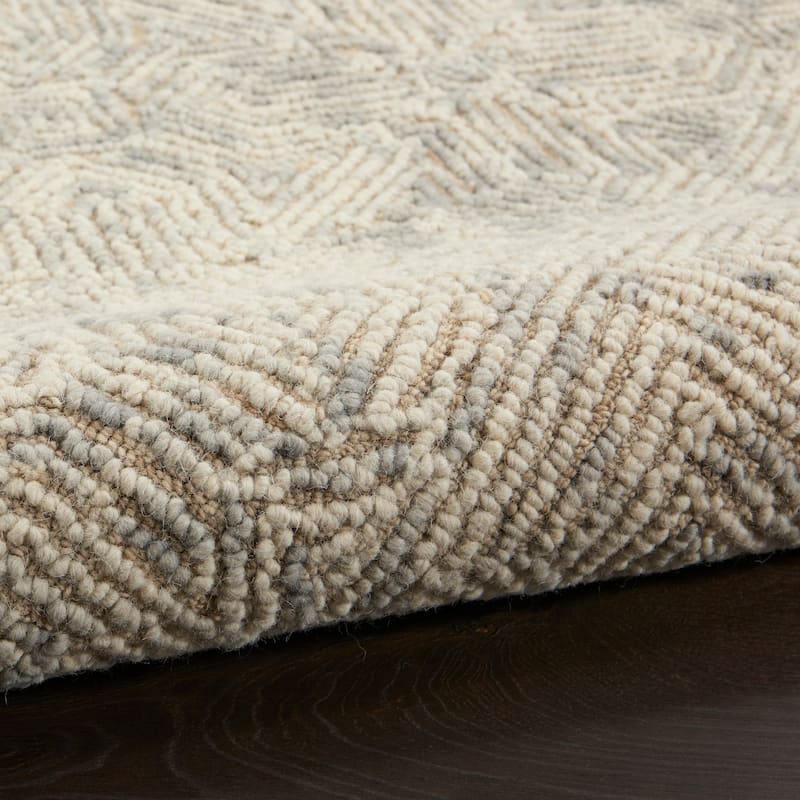Nourison Vail Geometric Textured Wool Area Rug - 3'9" x 5'9" - Beige/Grey - Rectangle