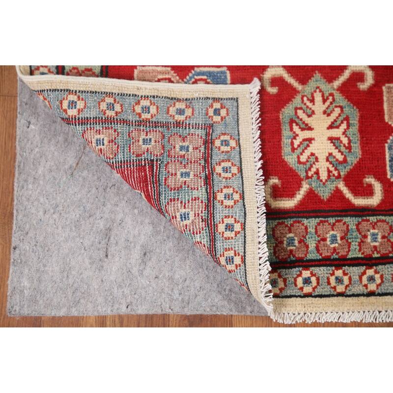 Hand Knotted Oriental 100% Wool Carpet Traditional Geometric Beige & Ivories Kazak Area Rug - 9' 8'' X 6' 6''
